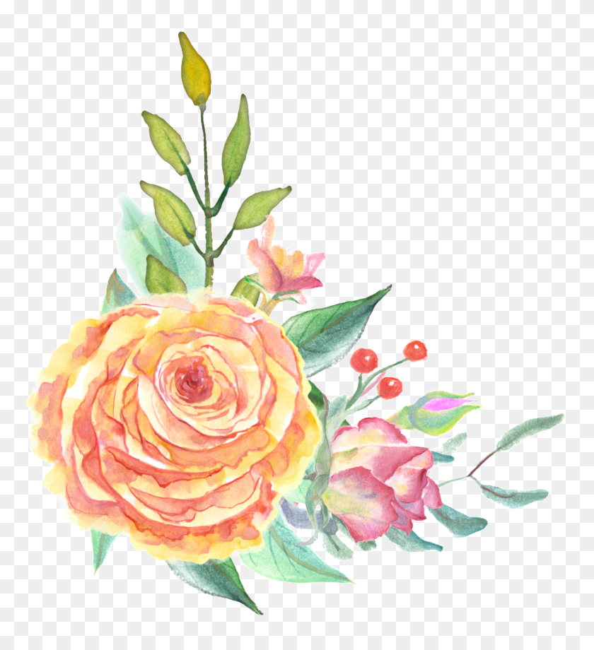 1024x1130 Orange Yellow Flower Transparent Decorative Free Png Download - Yellow Rose PNG