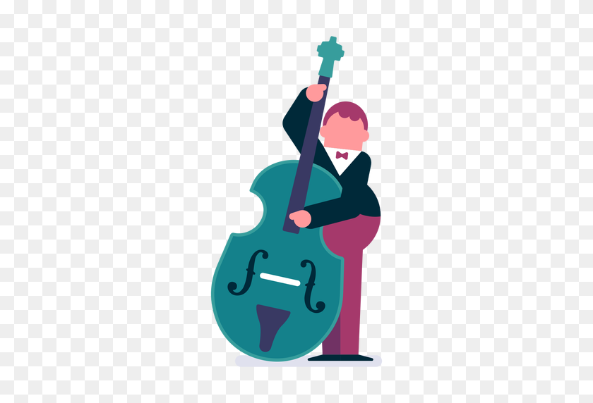 512x512 Orchestra Double Bass Player Cartoon - Orchestra PNG
