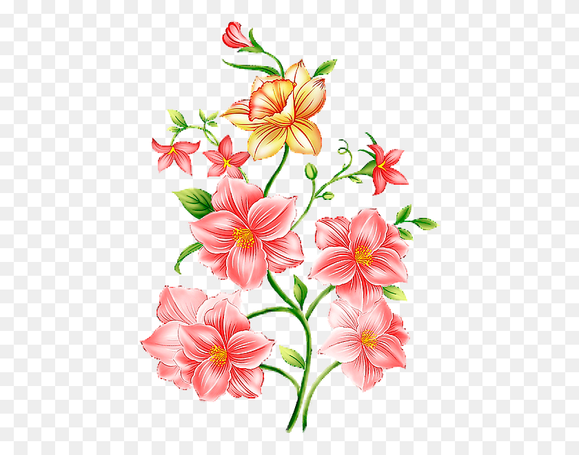 438x600 Ориг Цветы Листья - Газон Клипарт
