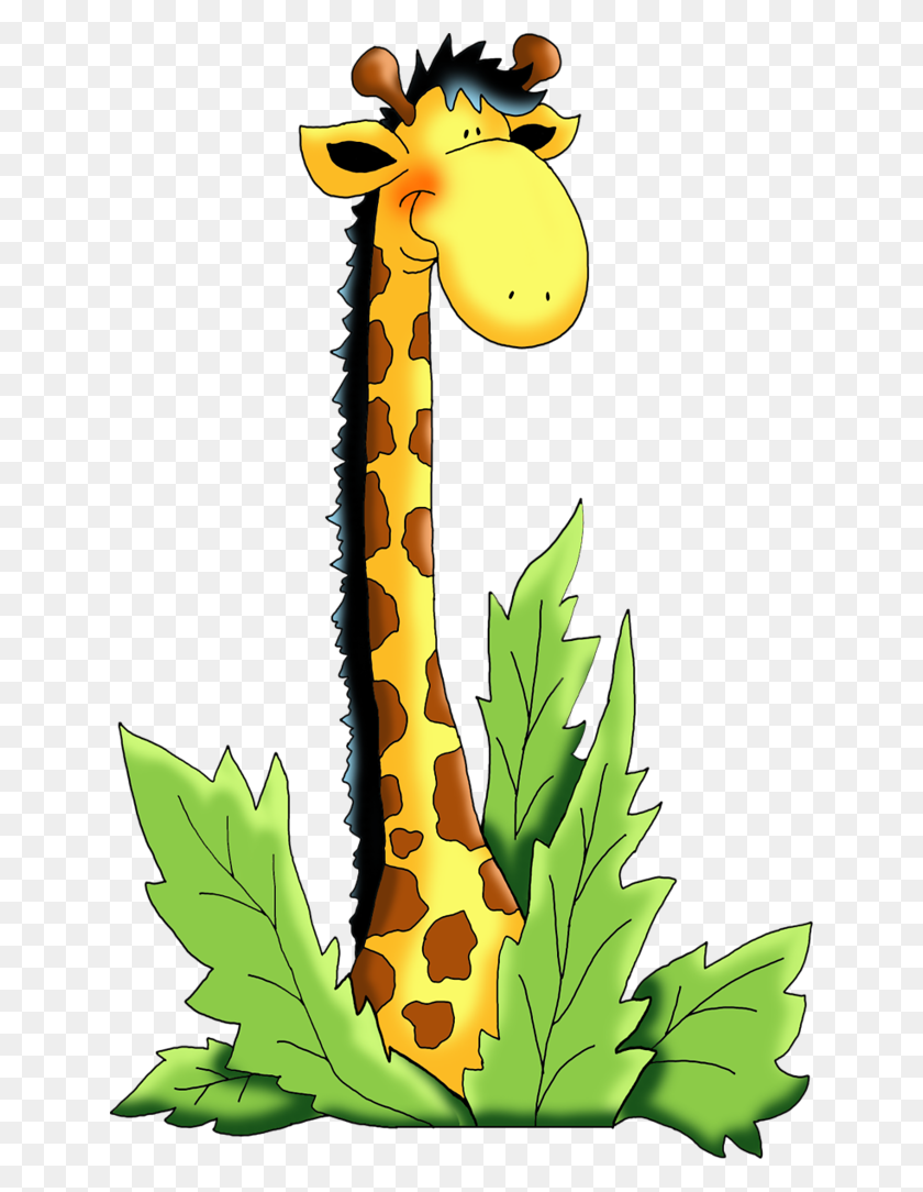 640x1024 Orig Giraffe Elephant Clip Art - Jungle Clipart