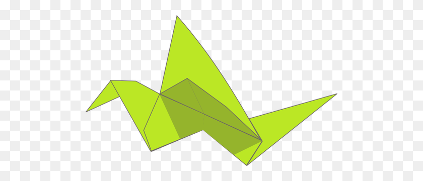 500x300 Origami Flying Bird Color Drawing - Origami Crane Clipart