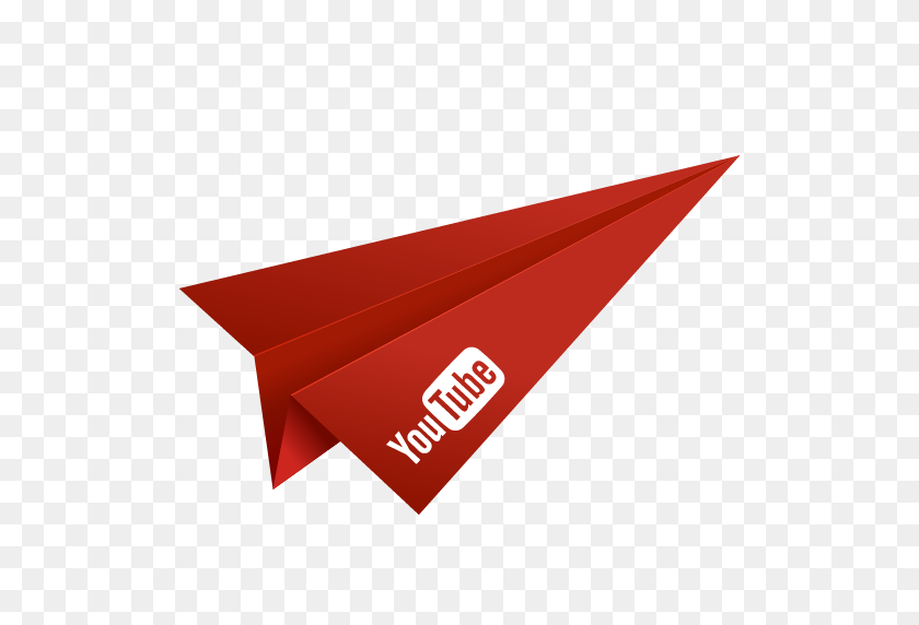 512x512 Оригами, Бумажный Самолетик, Красный, Социальные Сети, Видео, Значок Youtube - Значок Youtube Png