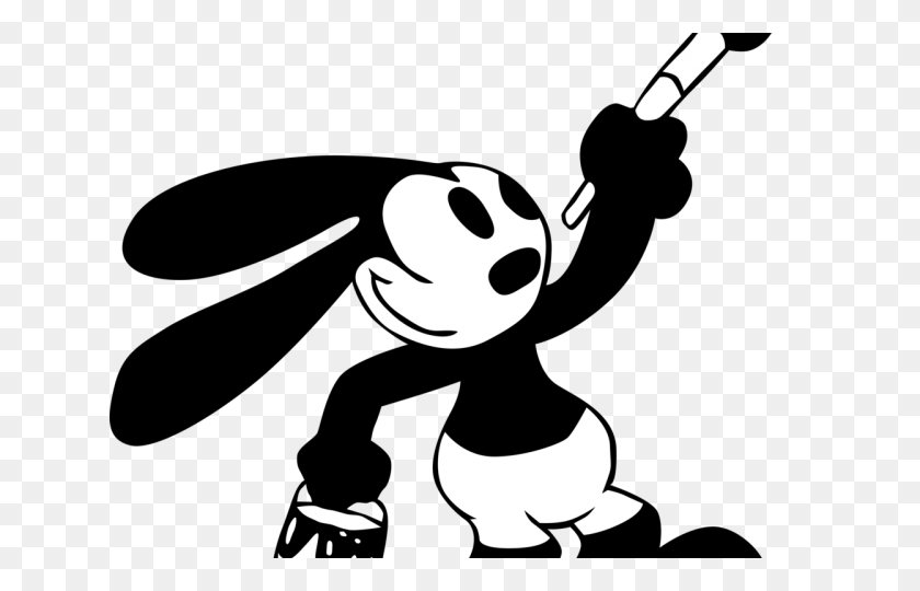 640x480 Освальд, Счастливый Кролик, Знаменитый Мультфильм - Кролик, Черно-Белый Клипарт