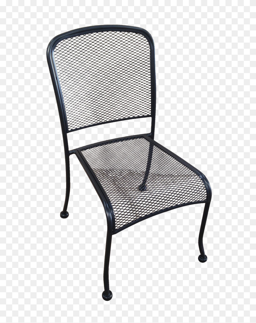1836x2358 Outdoor Black Finished Wrought Iron Side Chair - Lawn Chair PNG