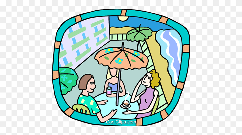 480x407 Outdoor Cafe Royalty Free Vector Clip Art Illustration - Patio Clipart