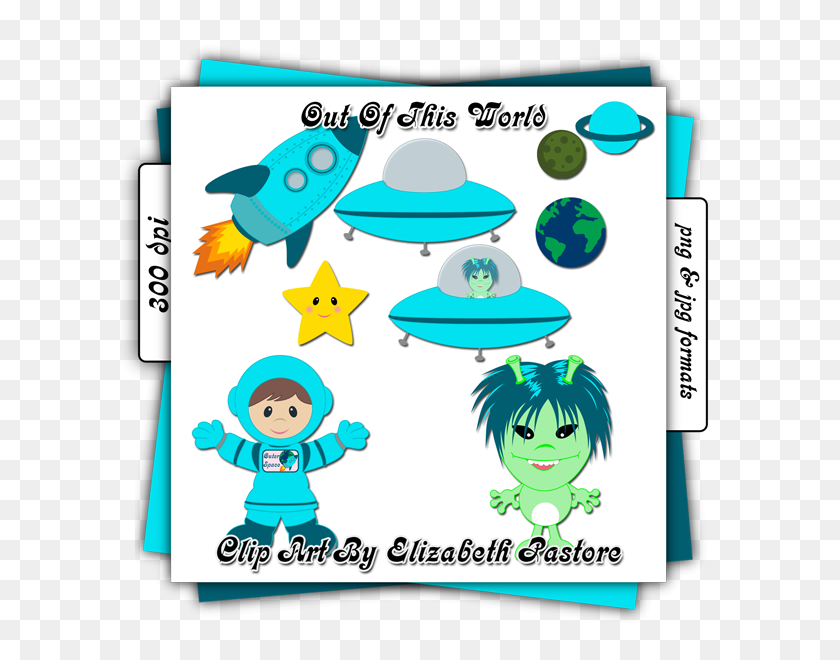 600x600 Outer Space Clip Art In Blue Includes Images A Little Astronaut - Astronaut Clipart