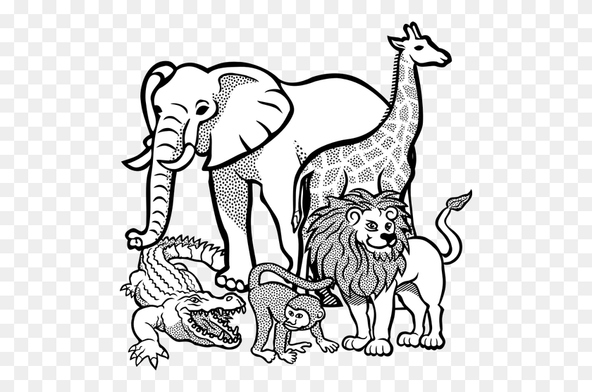 500x497 Outline Drawing Of African Animals - Africa Clipart Black And White