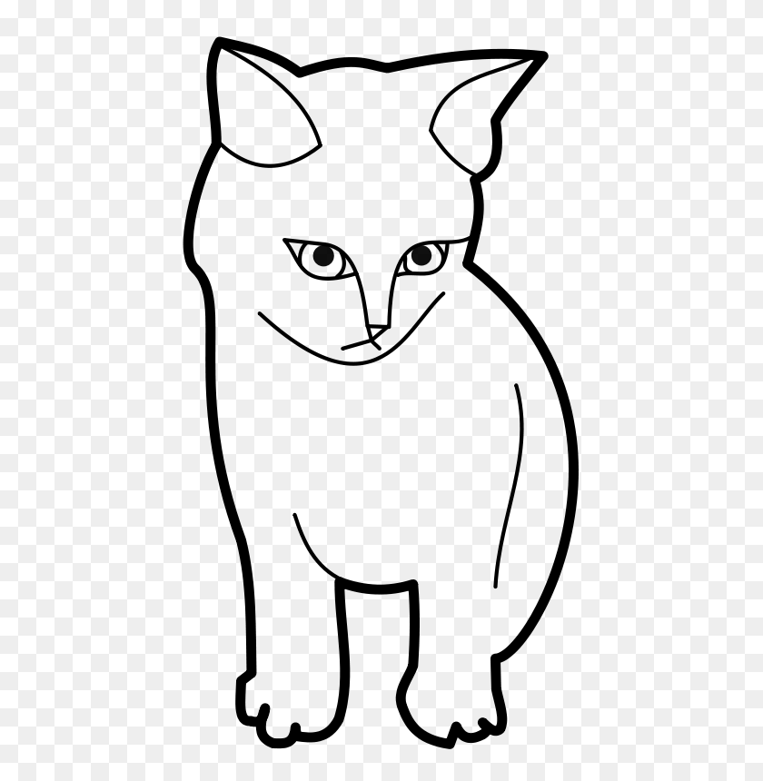 566x800 Outline Of A Cat - Fluffy Cat Clipart