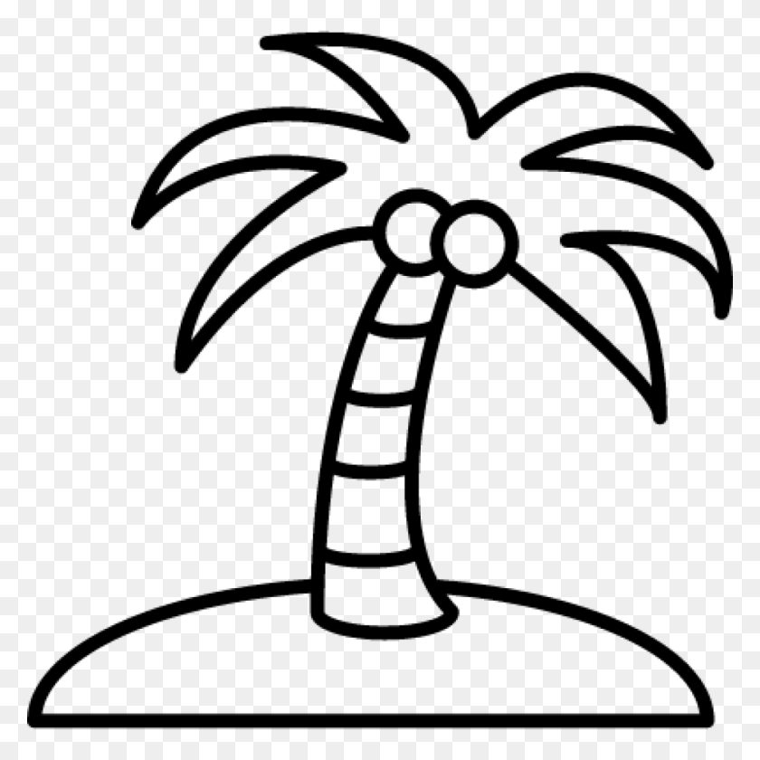 1024x1024 Outline Of Coconut Tree Free Clipart Download - Tree Outline Clipart
