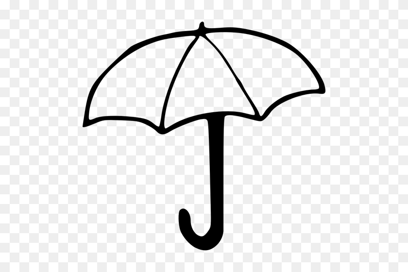 500x500 Outline Vector Clip Art Of An Umbrella - Umbrella Rain Clipart
