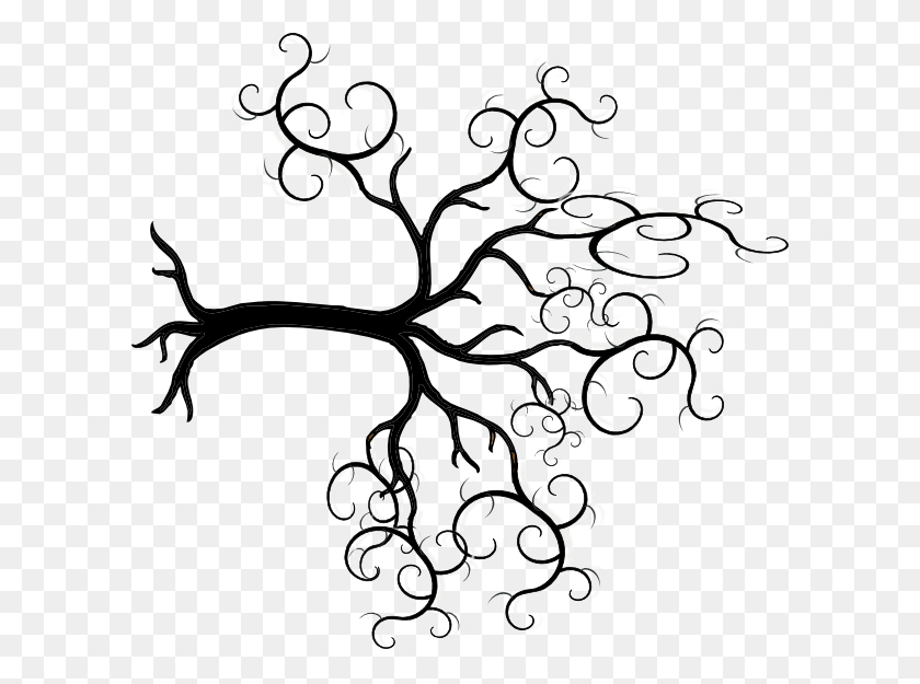 600x565 Outlines Of Trees Group With Items - Dead Tree Clipart