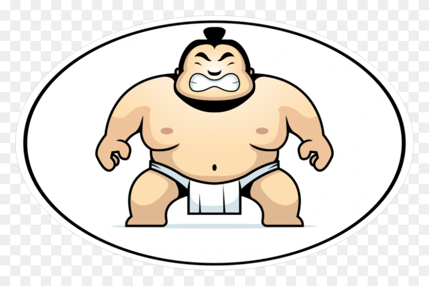 800x513 Oval Stickers - Sumo Wrestler Clipart