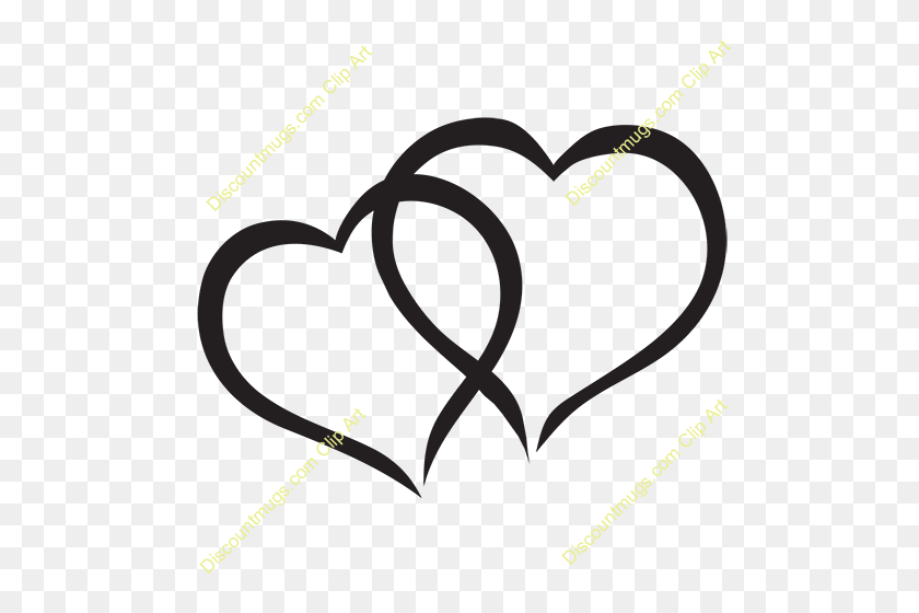 500x500 Overlap Of Hearts Clipart - Interlocking Hearts Clipart
