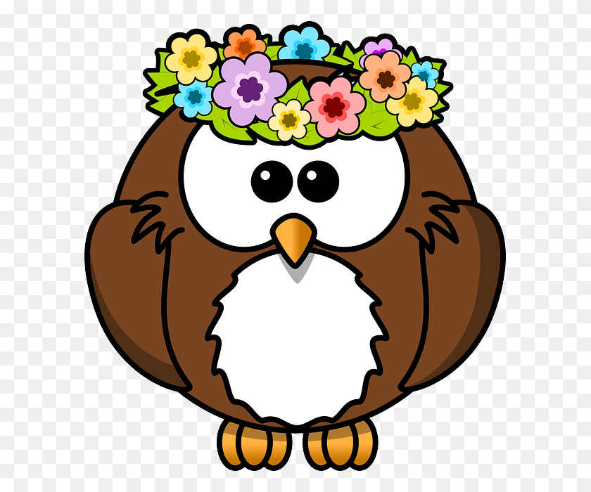 599x640 Owl Clipart March - Spring Banner Clip Art