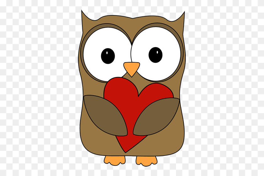 343x500 Owl Hugging A Heart Clip Art - Owl Reading Clipart