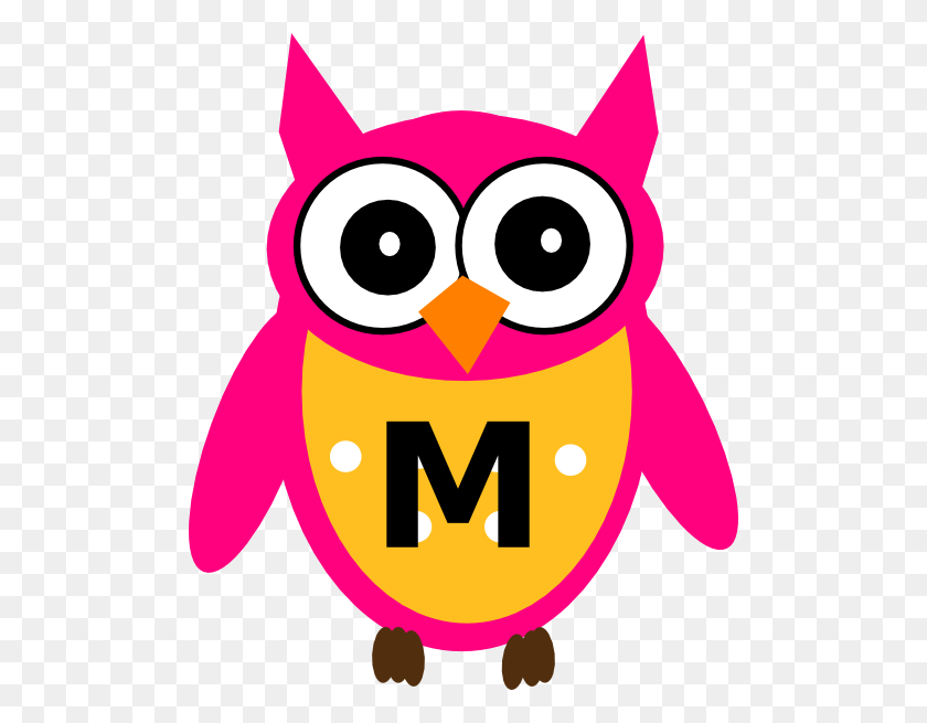 498x595 Owl Letter M Pink And Yellow Clip Art - Doe Clipart