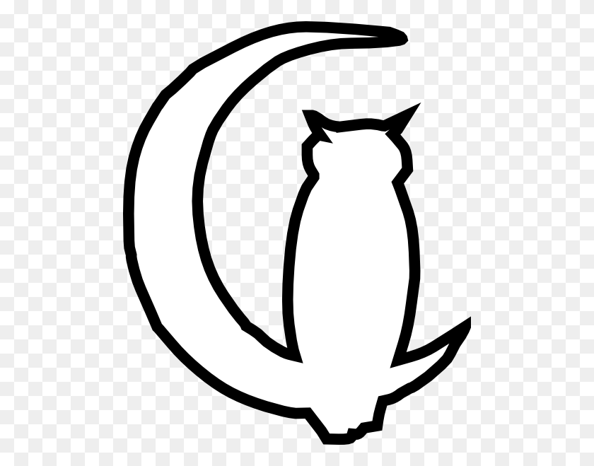 492x599 Owl Moon Png, Clip Art For Web - Moon Black And White Clipart