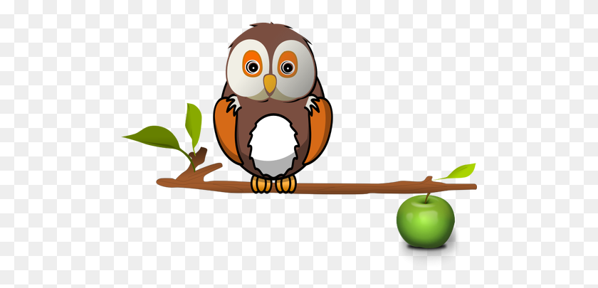 500x345 Owl On Apple Branch Vector Clip Art - Bird On Branch Clip Art