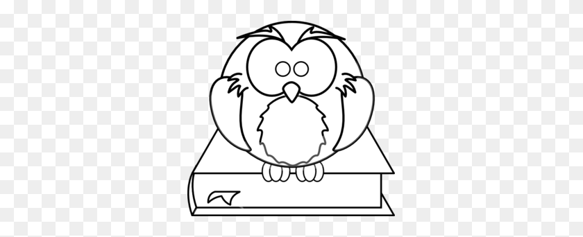 299x282 Owl On Book Black And White Png, Clip Art For Web - Owl Face Clipart