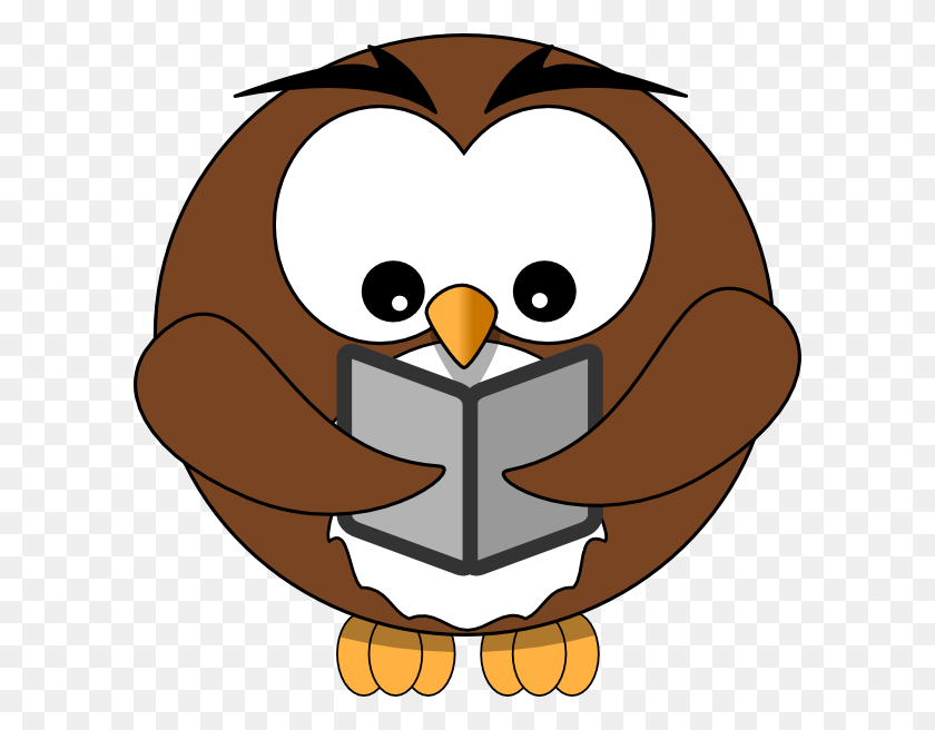 600x596 Owl Reading Clipart - Reading Owl Clipart