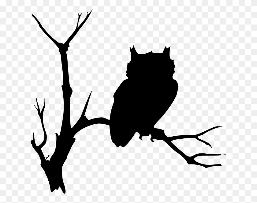 640x603 Owl Shilloutte On Limb Hogwarts Clipart Black And White Collection - Hogwarts Castle Clipart