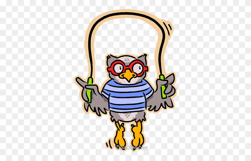 346x480 Owl Skipping Rope Royalty Free Vector Clip Art Illustration - Skipping Clipart