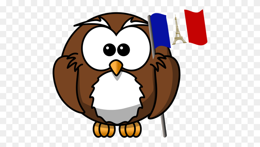 500x414 Owl With French Flag - French Man Clipart