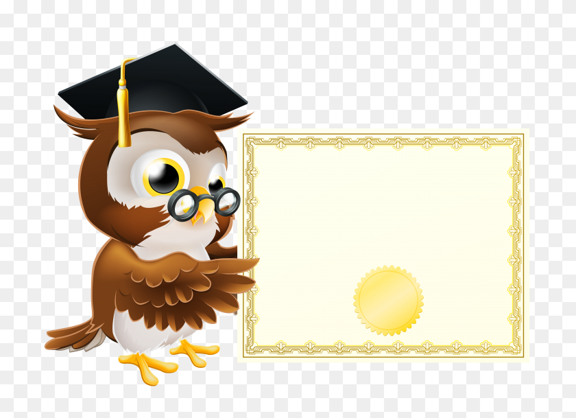 5513x3881 Owl With School Diploma Png Clipart Gallery - Owl PNG