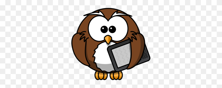 299x273 Owl With Tablet Clip Art - Kindle Clipart