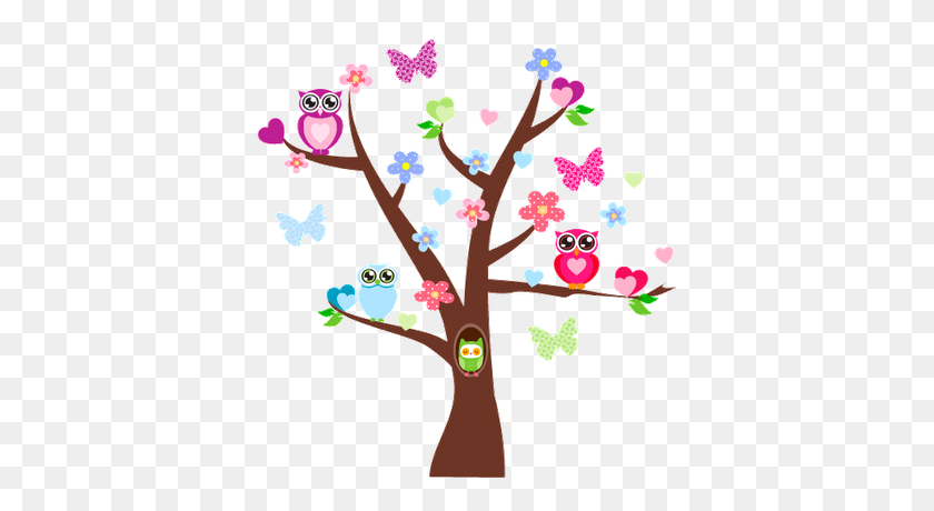 385x400 Owls In A Tree Png Transparent Owls In A Tree Images - Wall Art PNG