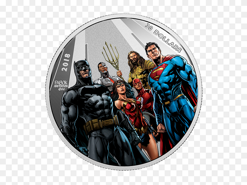 570x570 Oz Pure Silver Coloured Coin - Justice League PNG