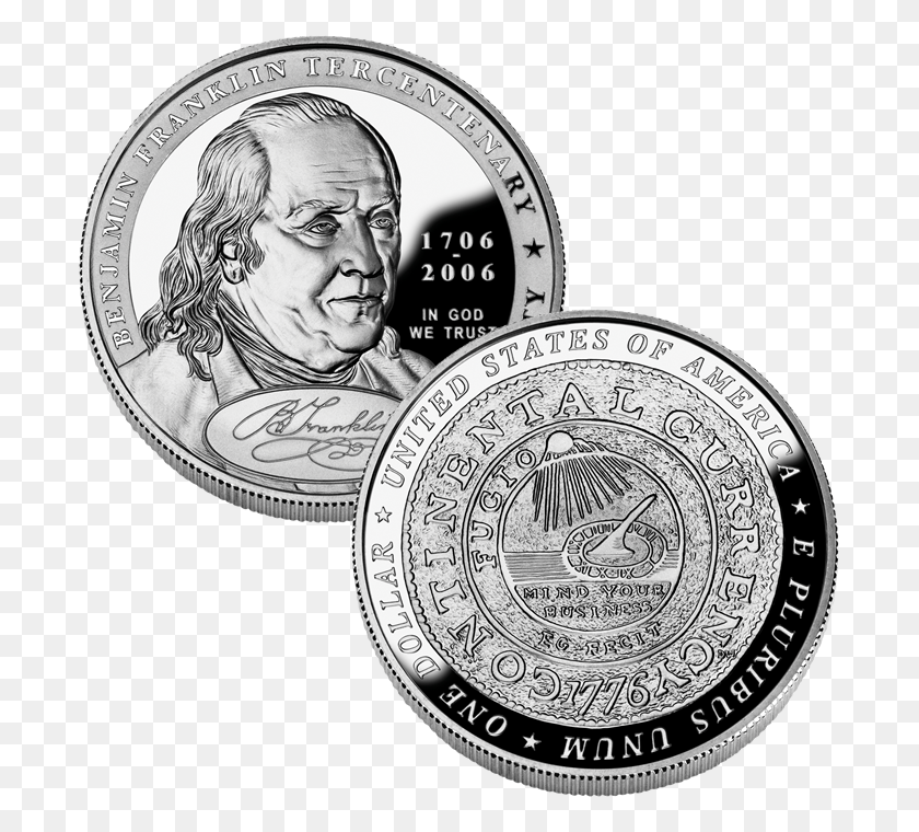 700x700 П. Бенджамин Франклин, Отец-Основатель, Доказательство Серебряного Доллара - Бенджамин Франклин Png