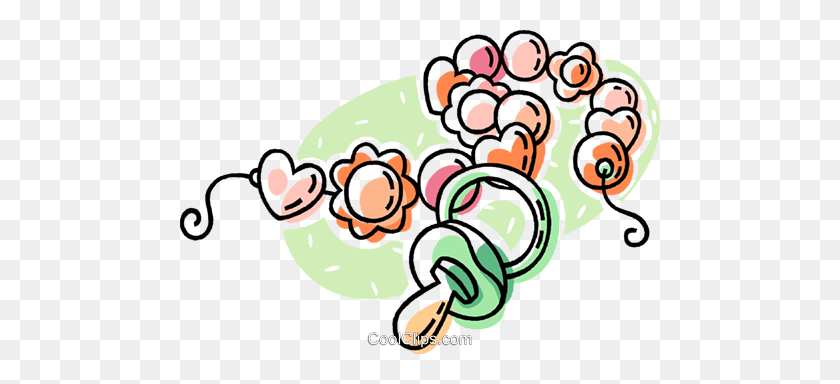 480x324 Pacifier With Beads And Hearts Royalty Free Vector Clip Art - Beads Clipart