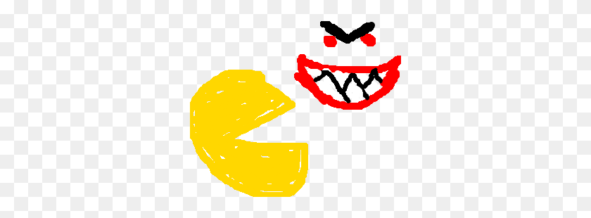 300x250 Pacman Meets An Invisible Ghost With Evil Smile - Evil Smile PNG