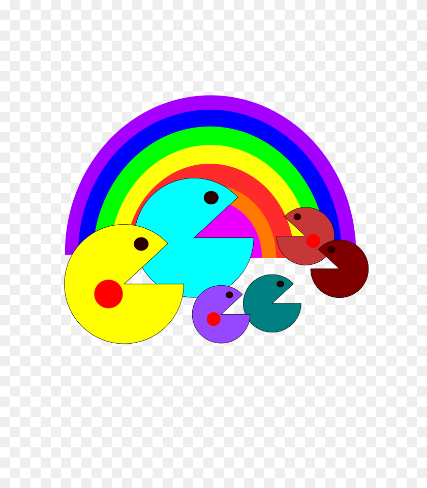 637x900 Pacman Rainbow Clip Arts Download - Rainbow PNG
