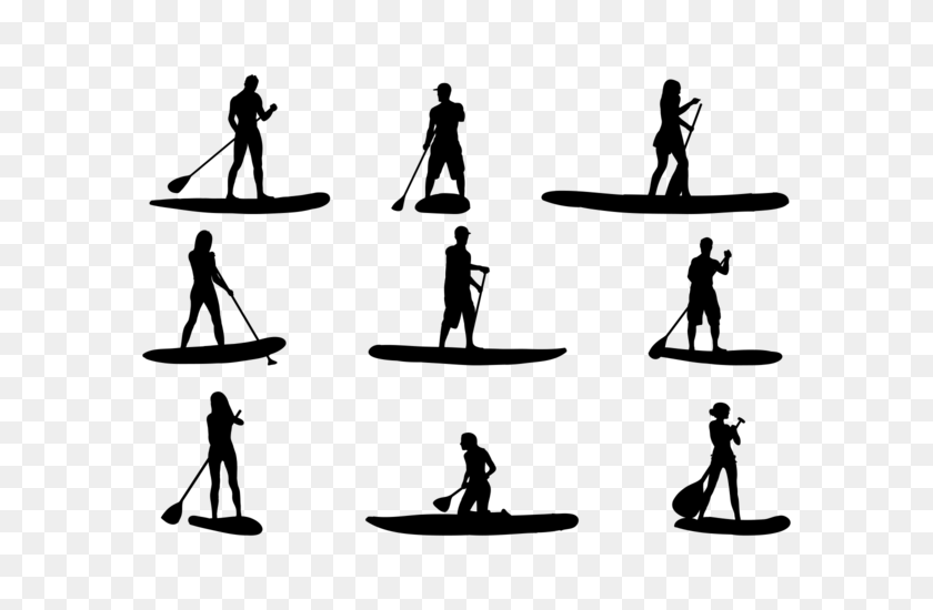 700x490 Paddleboard Silhouettes Vectors - Paddle Board Clip Art