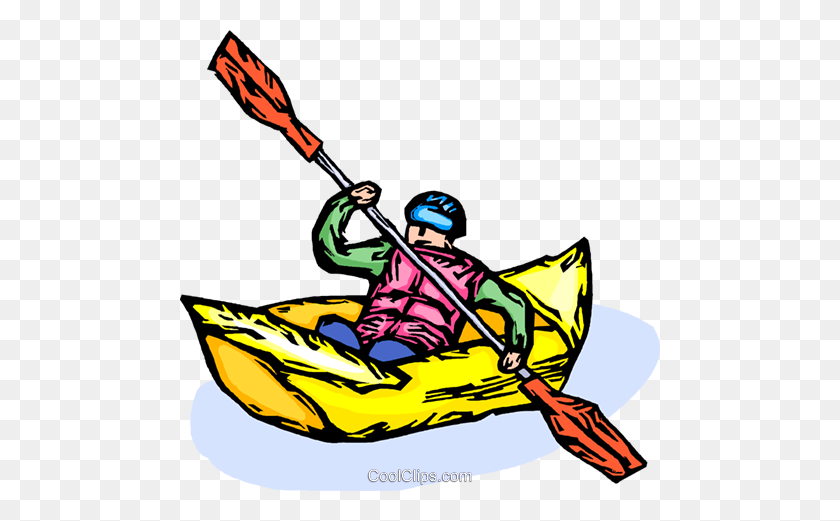 480x461 Paddler Royalty Free Vector Clip Art Illustration - White Water Rafting Clipart