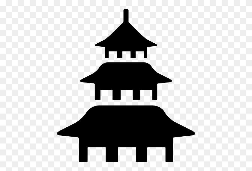512x512 Пагода Черно-Белый Клипарт - Храмовый Клипарт Черно-Белый
