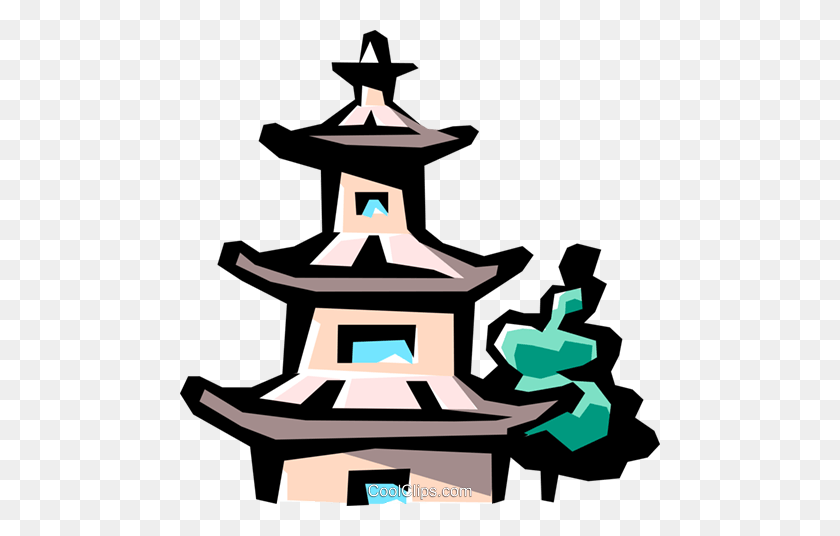 480x476 Pagoda Royalty Free Vector Clip Art Illustration - Pagoda Clipart