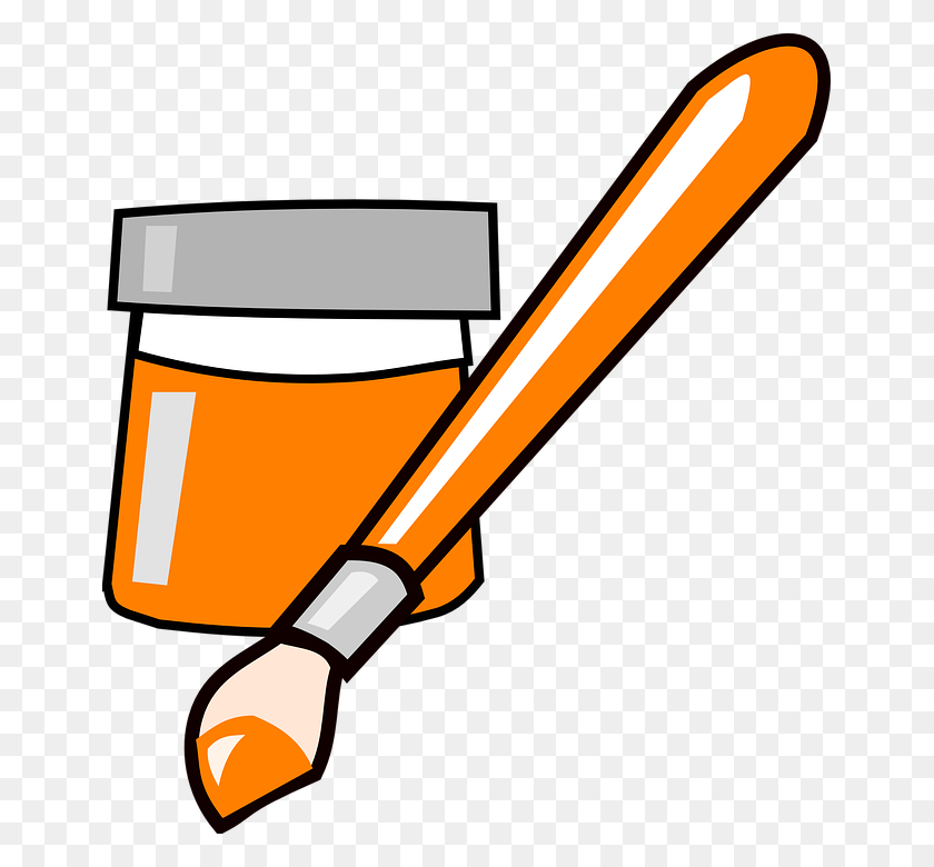 655x720 Paint Brush Clipart Orange - Paintbrush Clipart PNG