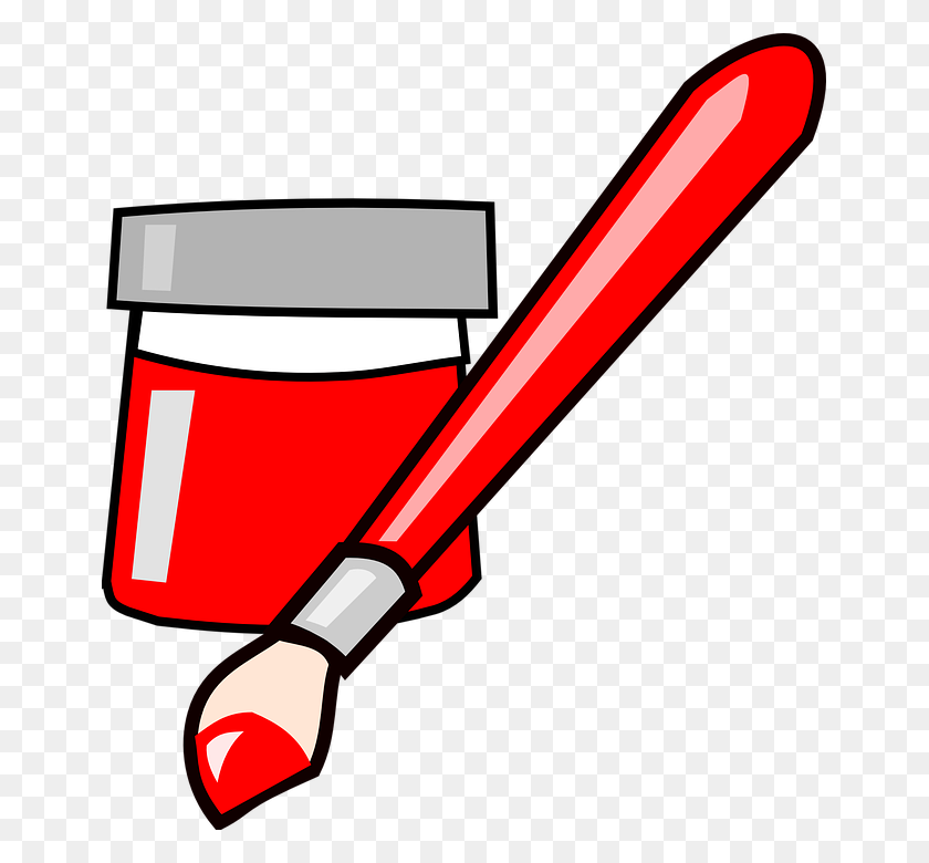 655x720 Paint Brush Clipart Red - Paint Palette Clipart Black And White