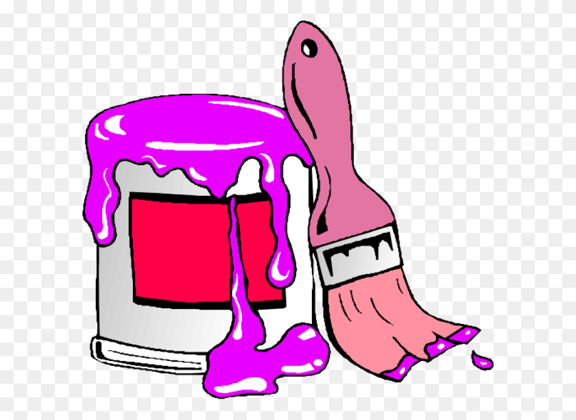 600x553 Paint Can And Brush Clipart Kid - Paint Can Clipart