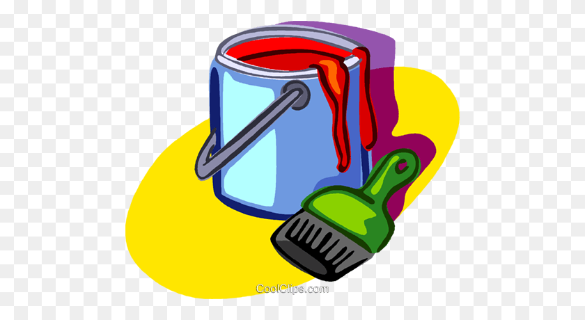 480x400 Paint Can, Paintbrush Royalty Free Vector Clip Art Illustration - Paint Can Clipart