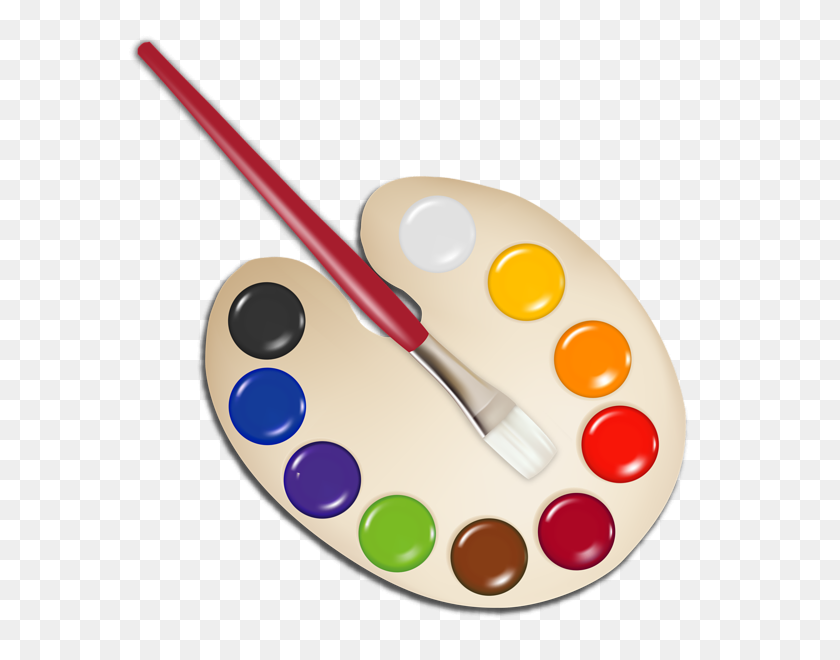 585x600 Paintbrush And Pallet Free Transparent Images With Cliparts - Artist Palette Clip Art Free