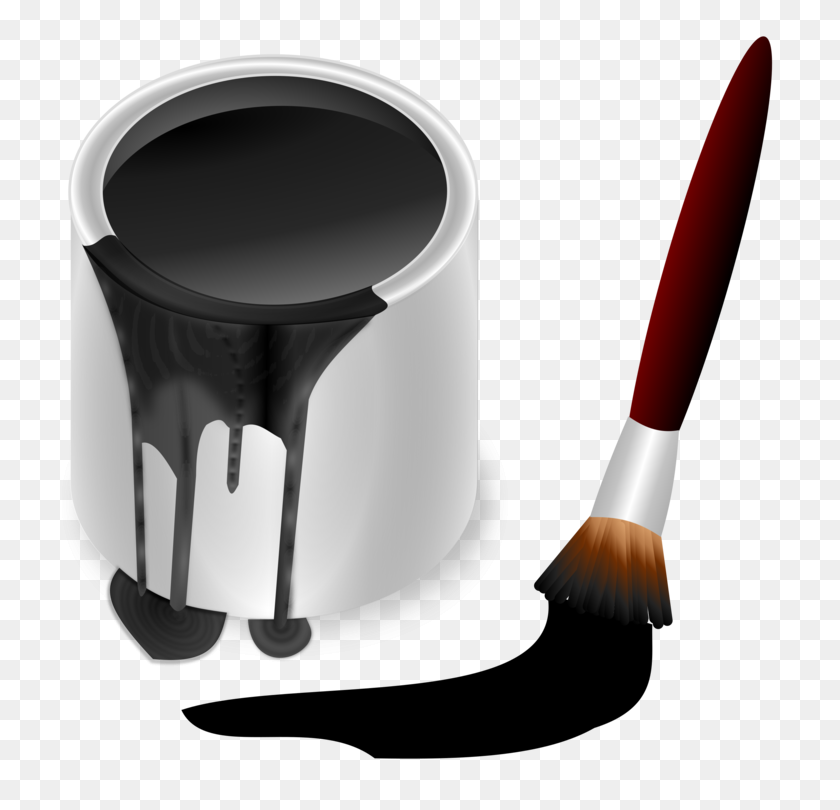 750x750 Paintbrush Bucket Painting - Paintbrush Clipart Black And White