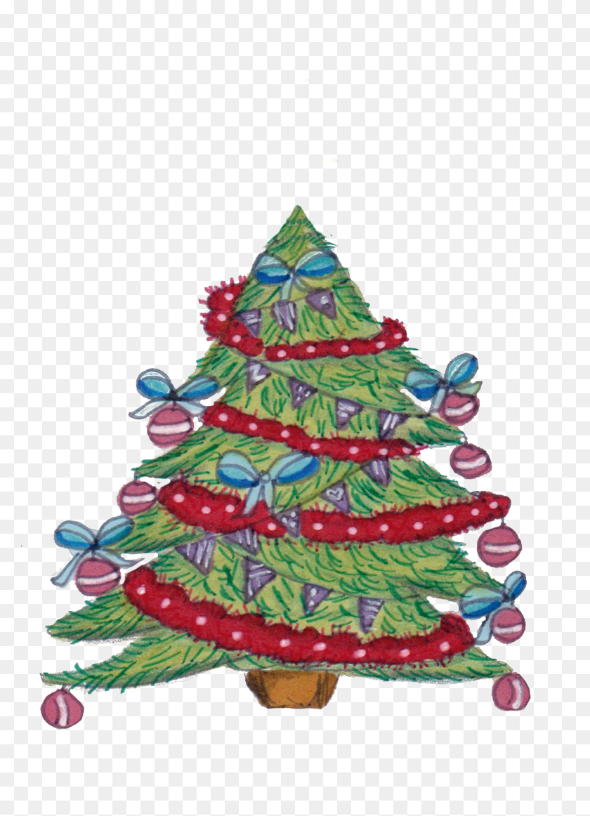 1024x1448 Painted Decorated Christmas Tree Png Transparent Free Png - Christmas Tree PNG