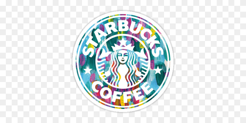 375x360 Painted Starbucks Logo' Sticker - Starbucks Logo PNG