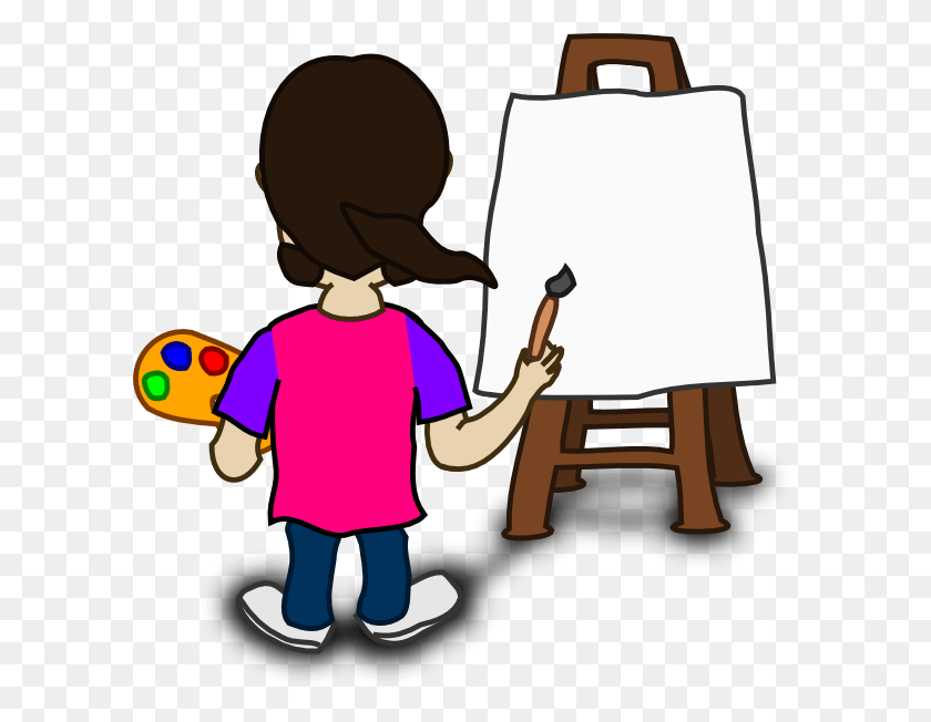 600x592 Painting Cartoon Cliparts - Easel Clipart