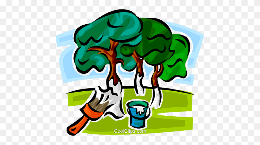 480x410 Painting Trees To Avoid Insect Damage Royalty Free Vector Clip Art - Damage Clipart