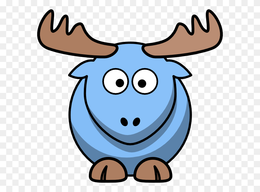 600x560 Pale Blue Moose Clip Art - Moose Head Clipart